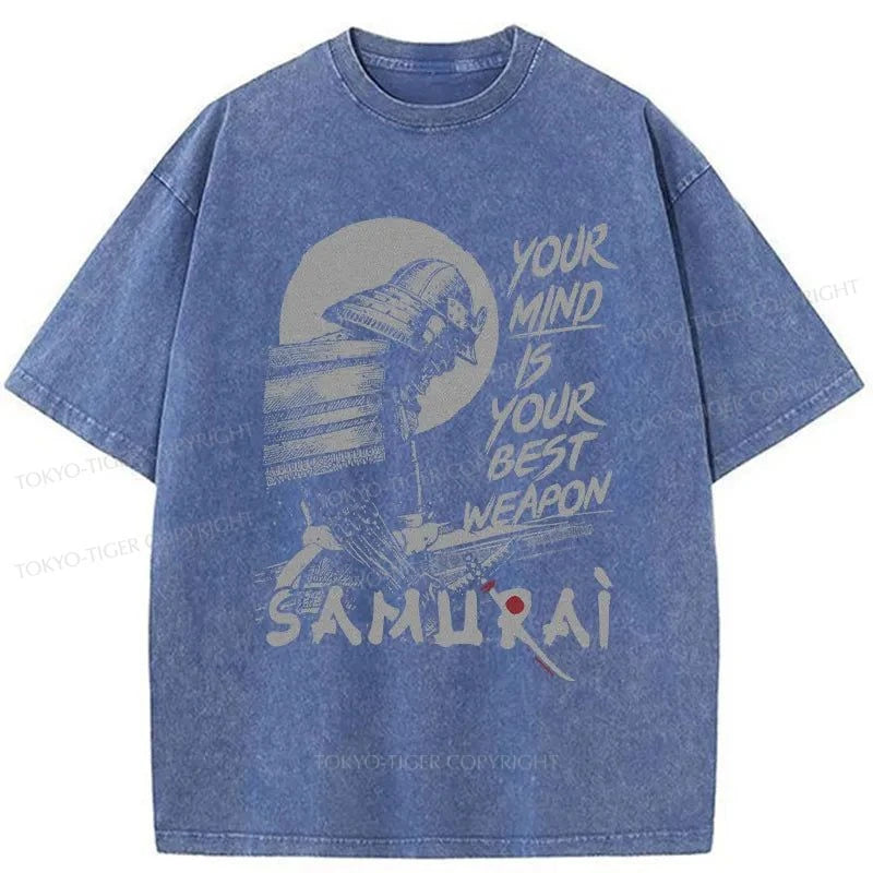 Tokyo-Tiger Brooding Japanese Samurai Washed T-Shirt