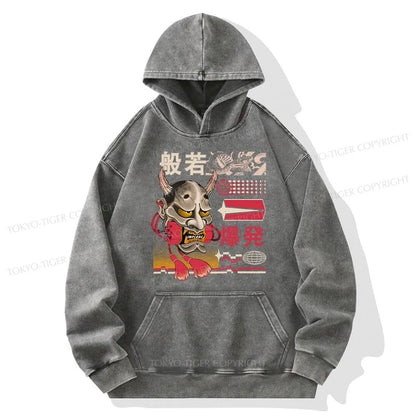 Tokyo-Tiger Hannya Mask Japanese Washed Hoodie