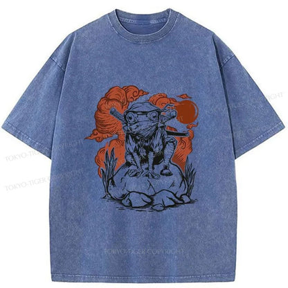 Tokyo-Tiger Ninja Frog Japanese Washed T-Shirt