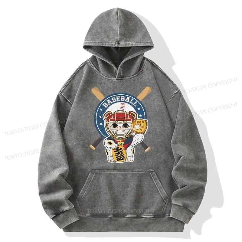 Tokyo-Tiger Janpaese Baseball Cat Washed Hoodie