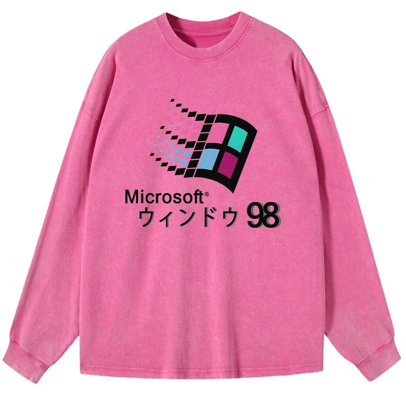 Tokyo-Tiger Microsoft Windows 98 Washed Long Sleeve T-Shirt