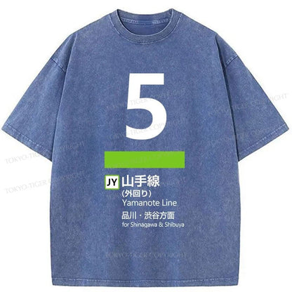 Tokyo-Tiger Yamanote Line 5 Japanese Washed T-Shirt