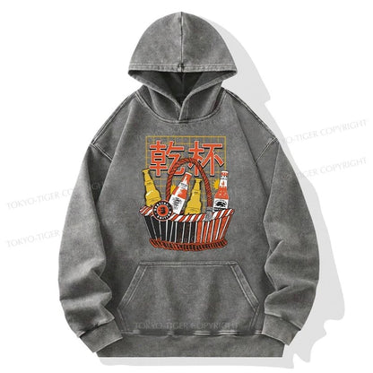 Tokyo-Tiger Have A Beer Together Washed Hoodie