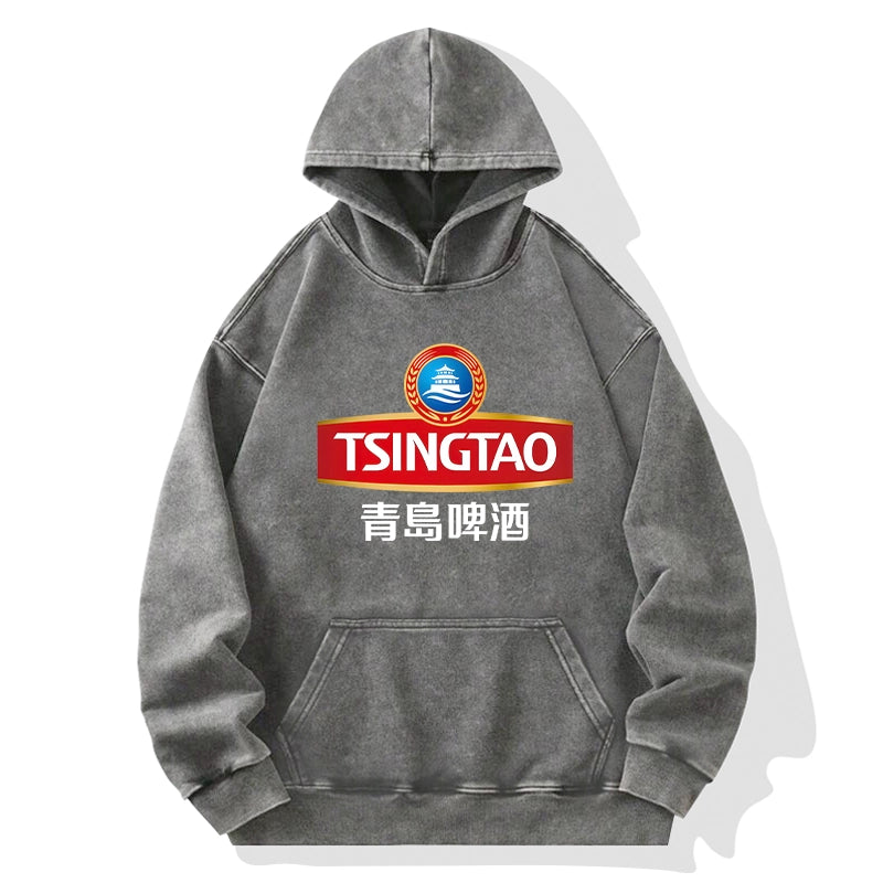 Tokyo-Tiger Qingdao Beer Logo Washed Hoodie