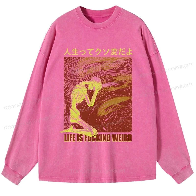 Tokyo-Tiger Skeleton Life is Fu Washed Long Sleeve T-Shirt