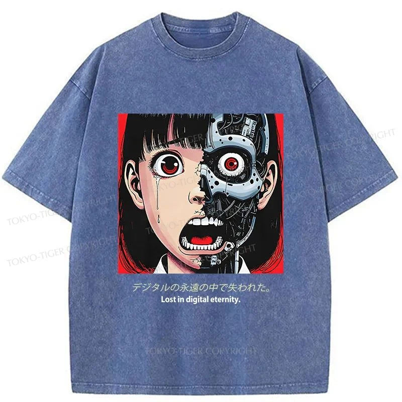 Tokyo-Tiger Cyborg Girl Washed T-Shirt