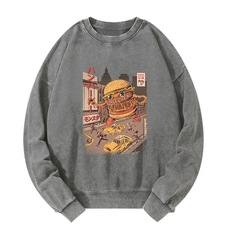 Tokyo-Tiger The Great Burger Kaiju Japanese Washed Sweatshirt