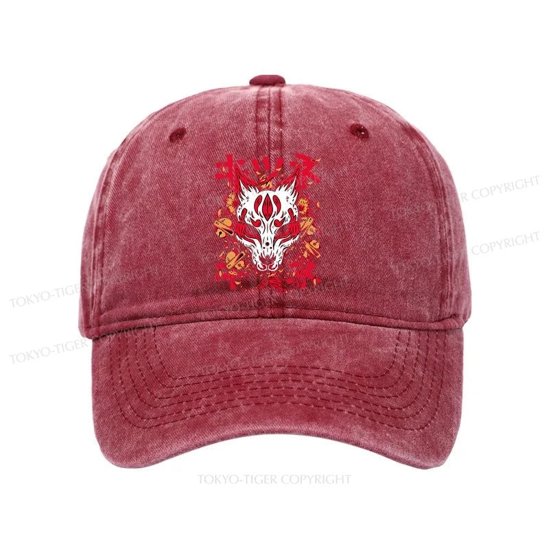 Tokyo-Tiger Japanese Kitsune Mask Washed Cap