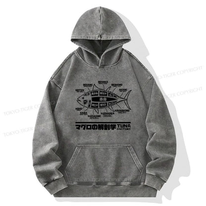 Tokyo-Tiger Tuna Dissection Map Japanese Washed Hoodie