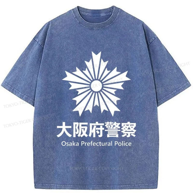 Tokyo-Tiger Osaka Prefectural Police Japanese Washed T-Shirt