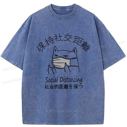 Tokyo-Tiger Social Distancing Cat Washed T-Shirt