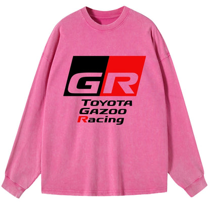 Tokyo-Tiger Toyota Gazoo Racing GR Logo Washed Long Sleeve T-Shirt