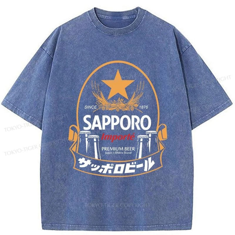 Tokyo-Tiger Sapporo Beer Japanese Memorabilia Washed T-Shirt