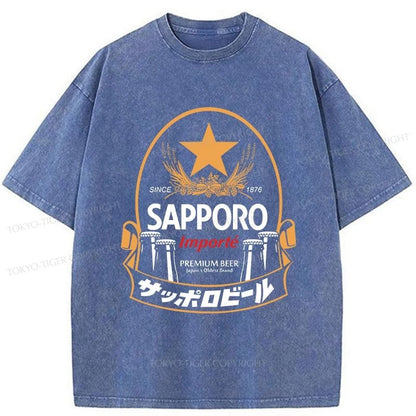 Tokyo-Tiger Sapporo Beer Japanese Memorabilia Washed T-Shirt