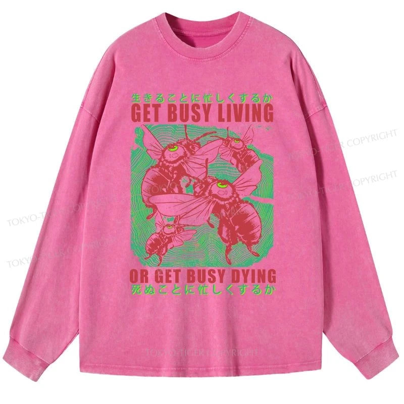 Tokyo-Tiger Busy Bee Japanese Washed Long Sleeve T-Shirt