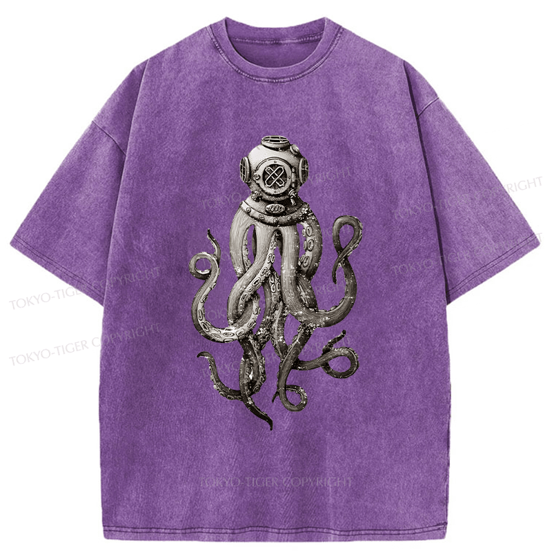 Tokyo-Tiger Terror Octopus Japanese Washed T-Shirt