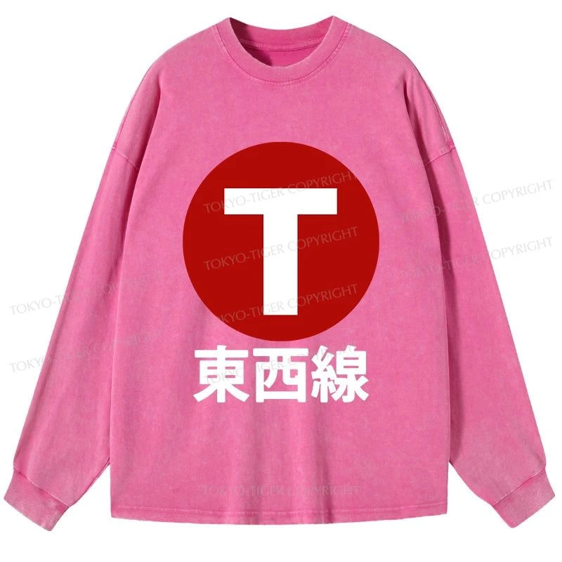 Tokyo-Tiger Tozai Line Kyoto Washed Long Sleeve T-Shirt