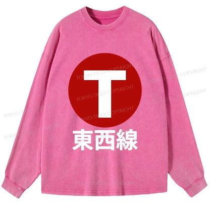 Tokyo-Tiger Tozai Line Kyoto Washed Long Sleeve T-Shirt