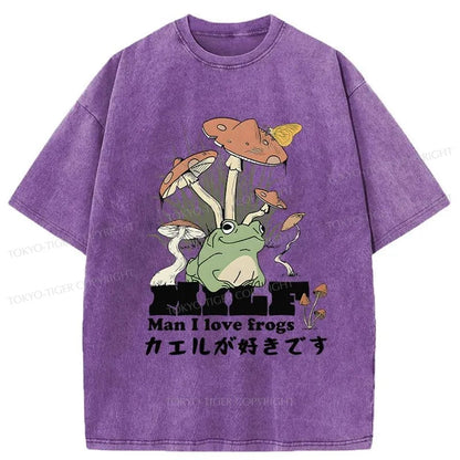 Tokyo-Tiger Man I Love Frogs Washed T-Shirt