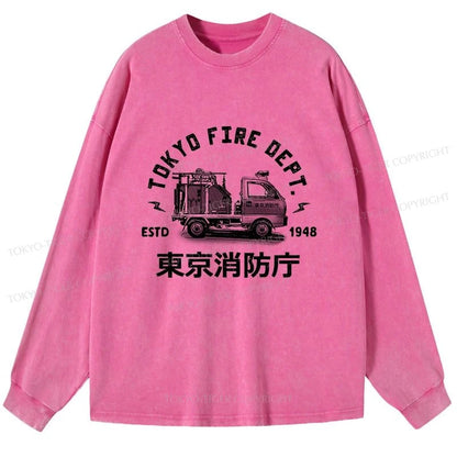 Tokyo-Tiger Tokyo Fire Dept Washed Long Sleeve T-Shirt