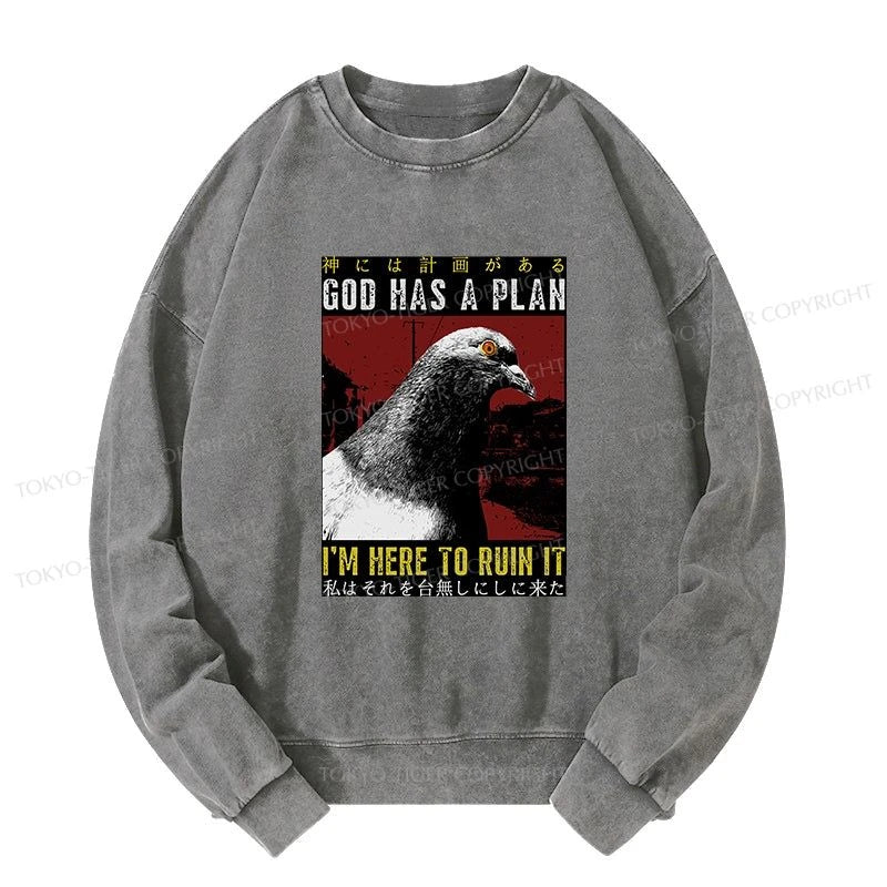 Tokyo-Tiger Pigeons That Want To Break The Plan Washed Sweatshirt