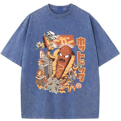 Tokyo-Tiger Great Hot Dog Kaiju Japanese Washed T-Shirt