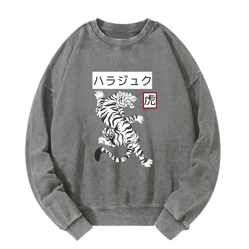 Tokyo-Tiger White Tiger Washed Sweatshirt