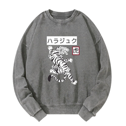 Tokyo-Tiger White Tiger Washed Sweatshirt