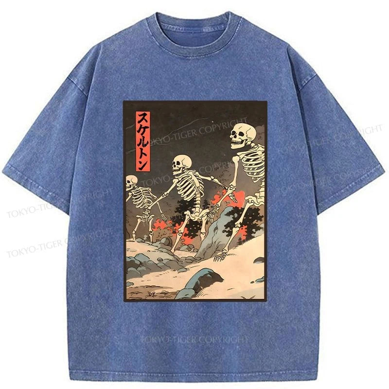 Tokyo-Tiger Japanese Rising Skeletons Washed T-Shirt