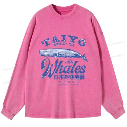 Tokyo-Tiger Japan Taiyo Whales Washed Long Sleeve T-Shirt