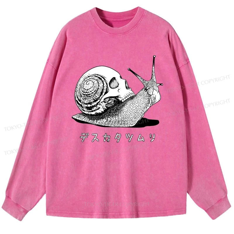 Tokyo-Tiger Death Snail Manga Washed Long Sleeve T-Shirt