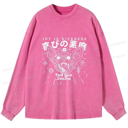 Tokyo-Tiger Joy Is Sickness Washed Long Sleeve T-Shirt