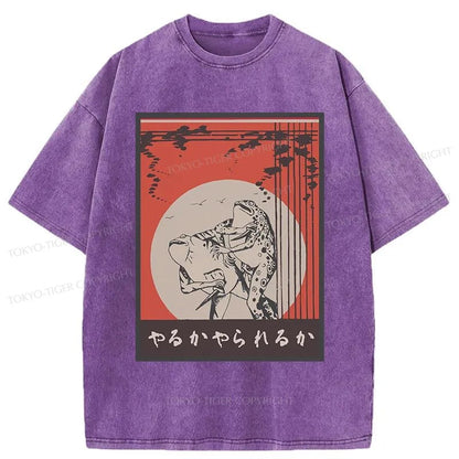 Tokyo-Tiger Frogs Killing Each Other Washed T-Shirt