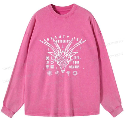 Tokyo-Tiger Beautiful Devil Japanese Washed Long Sleeve T-Shirt