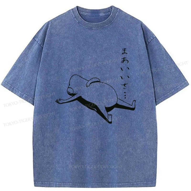 Tokyo-Tiger Lying Flat Frog Washed T-Shirt