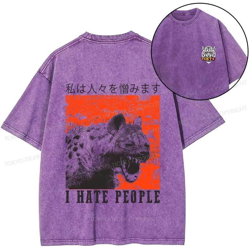 Tokyo-Tiger A Hyena That Hates Humans Front Back Washed T-Shirt