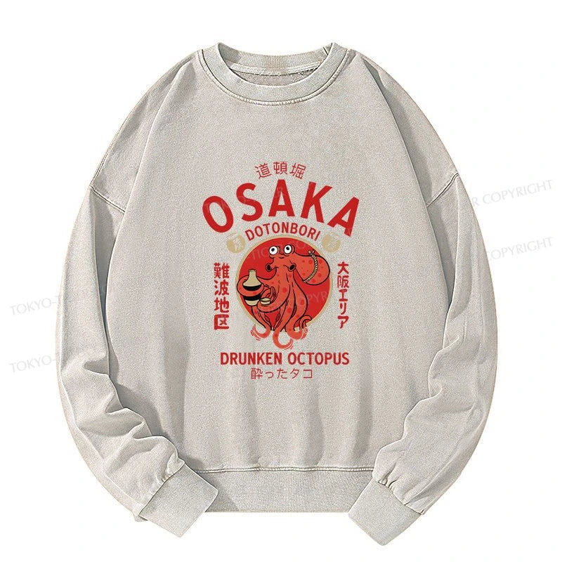 Tokyo-Tiger Drunken Octopus Japan Washed Sweatshirt