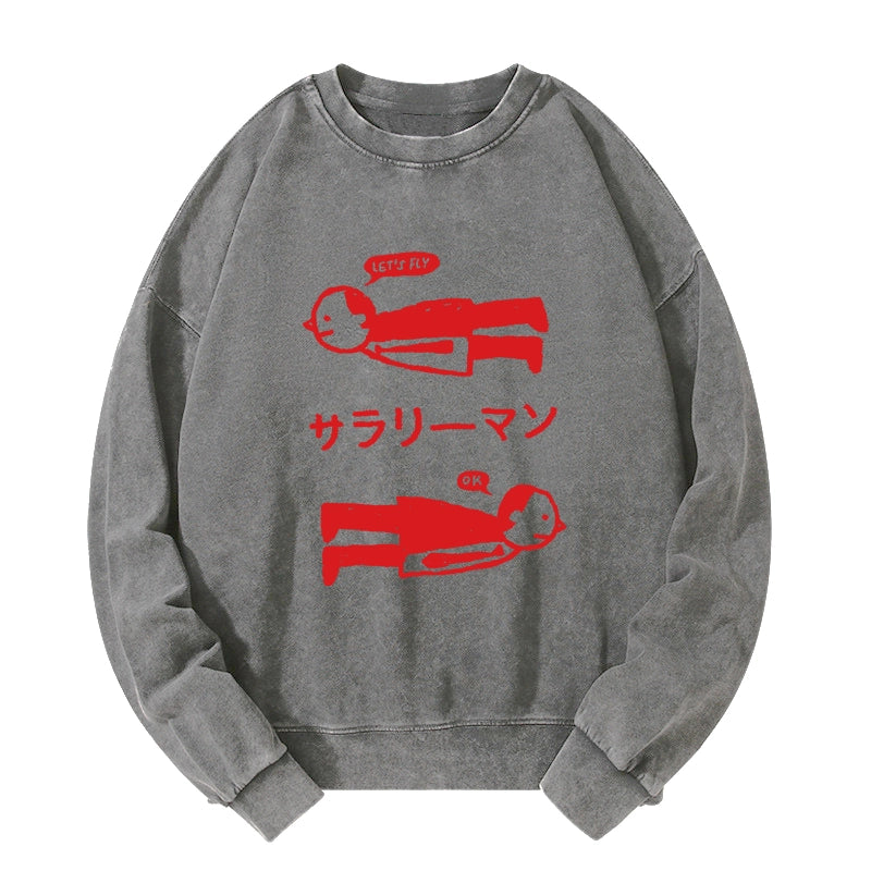 Tokyo-Tiger Let's Fly Office Worker Washed Sweatshirt