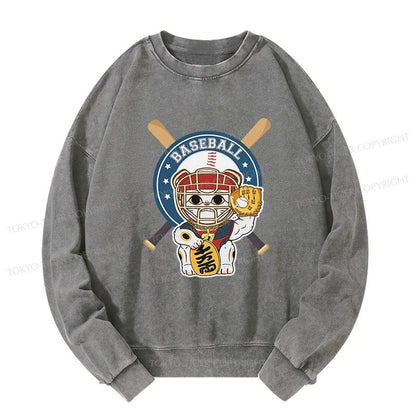 Tokyo-Tiger Janpaese Baseball Cat Washed Sweatshirt