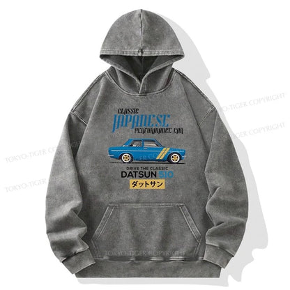 Tokyo-Tiger Datsun 510 - Classic Japanese Car Washed Hoodie