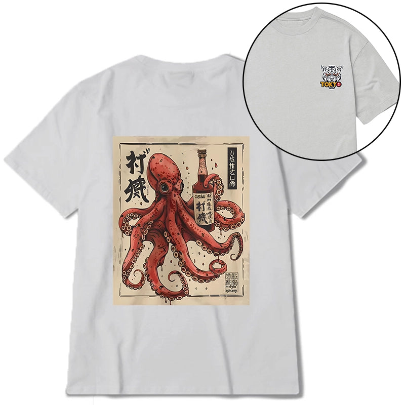 Tokyo-Tiger Osaka Saké Octopus Front Back Classic T-Shirt