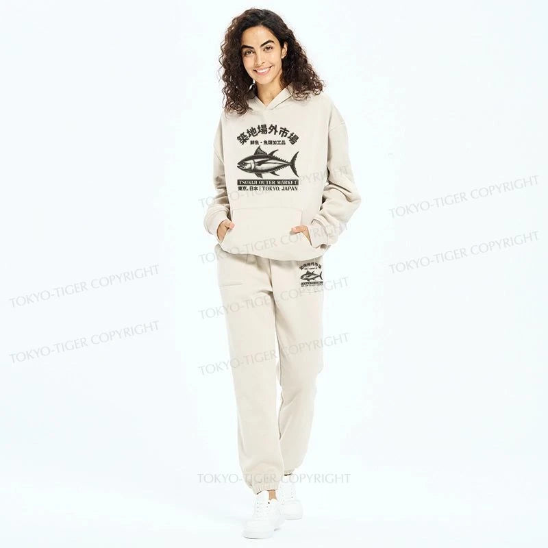 Tokyo-Tiger Sakana Tsukiji Fish Market Fleece Lined Hoodie Set