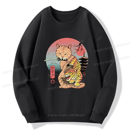 Tokyo-Tiger Katana Cat Tattoo Sweatshirt