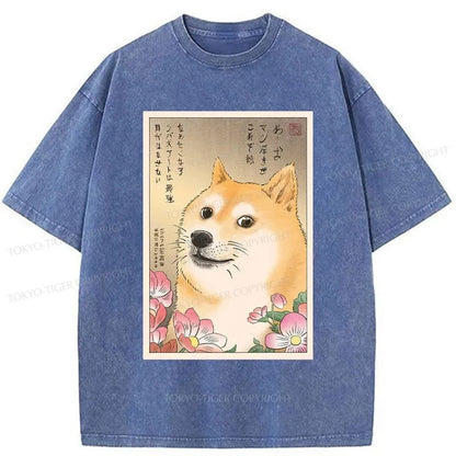 Tokyo-Tiger Shiba Lnu Meme Washed T-Shirt