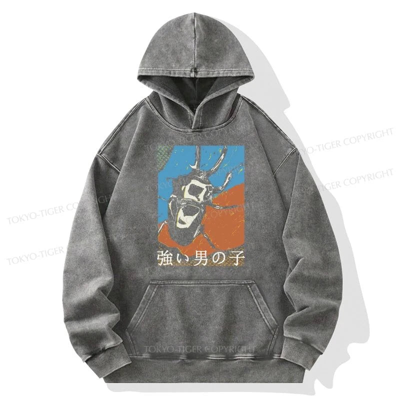 Tokyo-Tiger Strong Beetle Japanese Washed Hoodie