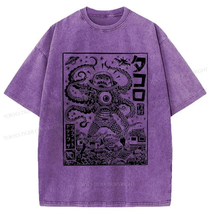 Tokyo-Tiger Scary Sea Monster Washed T-Shirt