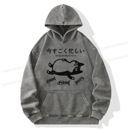 Tokyo-Tiger I'm Busy Right Now Washed Hoodie