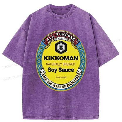 Tokyo-Tiger Kikkoman Soy Sauce Logo Washed T-Shirt