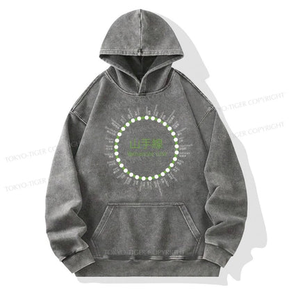 Tokyo-Tiger Yamanote Line Stations Circle Washed Hoodie