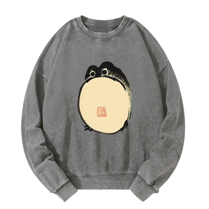 Tokyo-Tiger Grumpy Frog Japanese Washed Sweatshirt